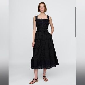 Doen x Gap Black Eyelet NWT Dress SMALL Elegant Lace Gap × DÔEN Eyelet Midi